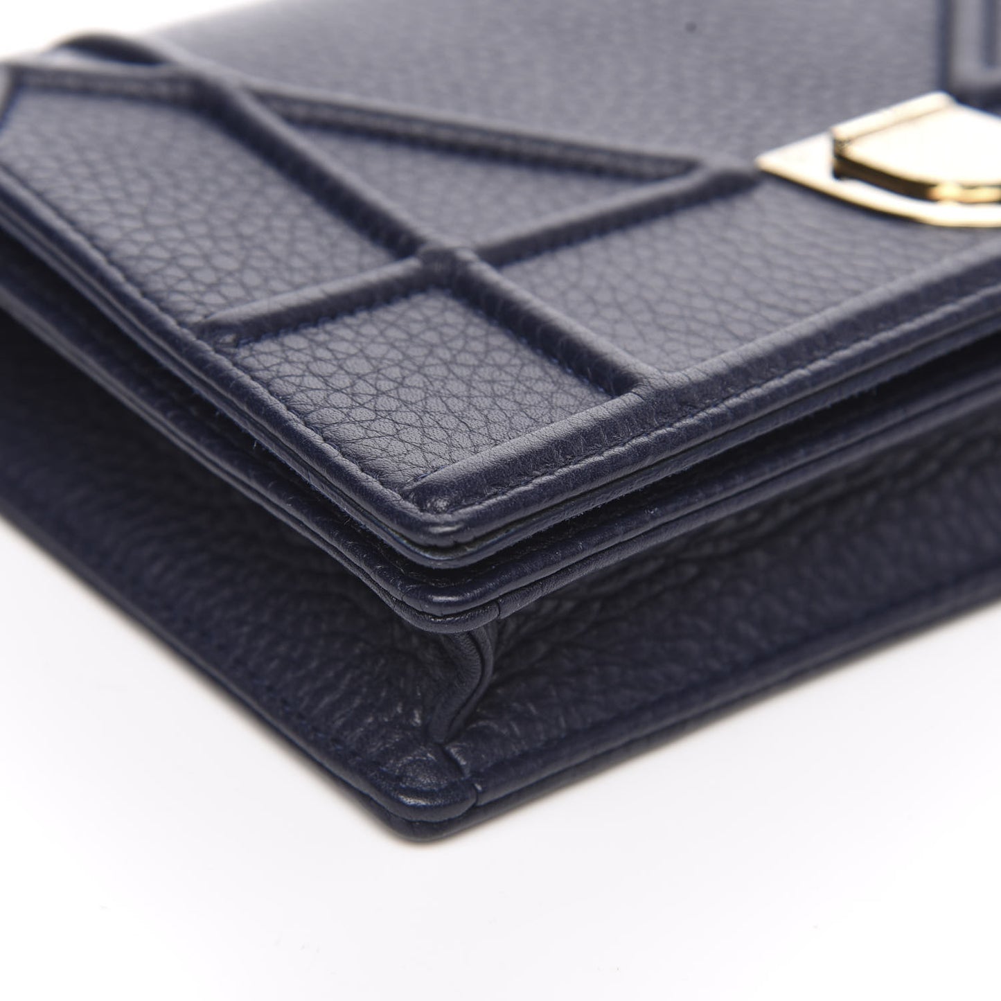 Grained Calfskin Diorama Wallet on Chain Pouch Indigo