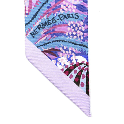 Hermes Silk Under The Waves Twilly Mauve Marine Jaune 3 of 5