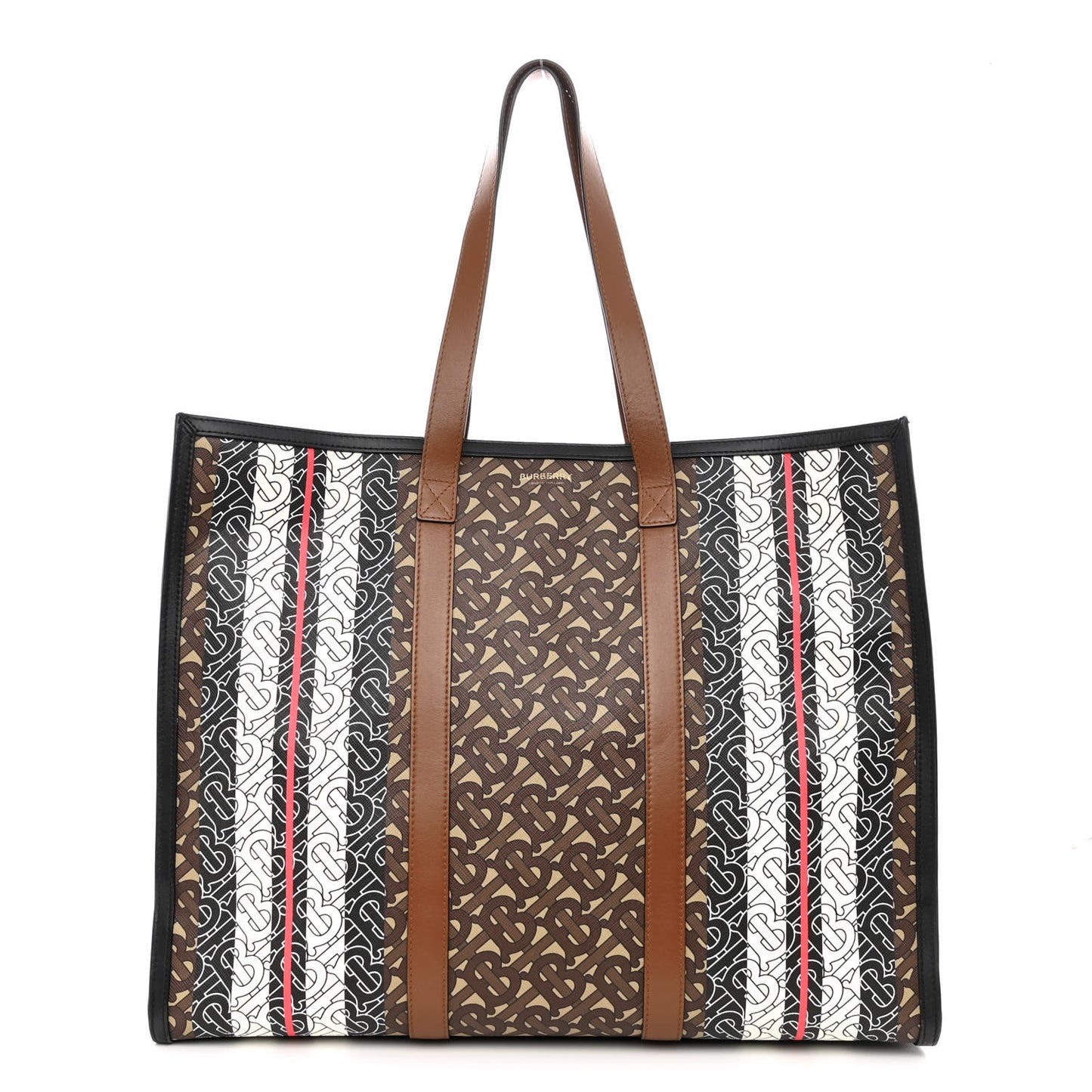 E-Canvas Monogram Stripe Book Tote Bridle Brown