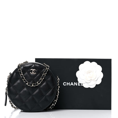 Chanel Lambskin Quilted Round Clutch With Chain Black 16 of 16