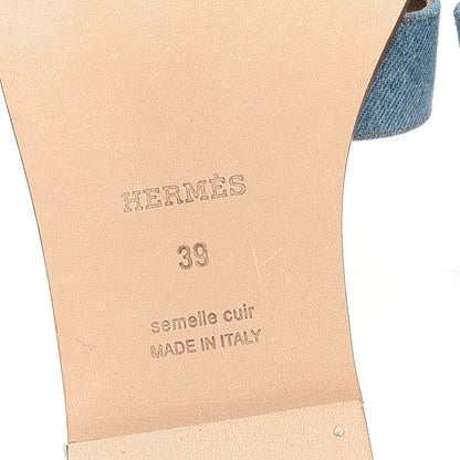 Hermes Denim Canvas Oran Sandals 39 Bleu Clair 6 of 9