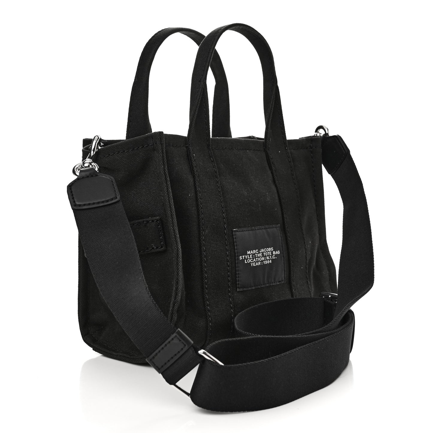 Cotton Canvas Small The Traveler Tote Bag Black