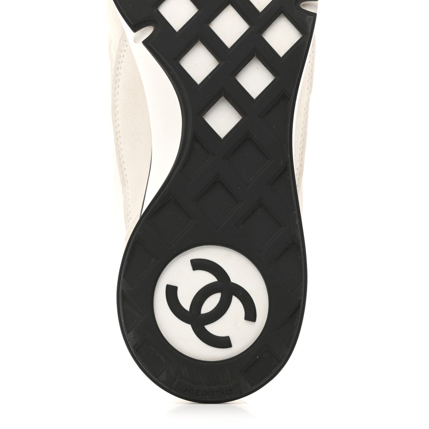Chanel Nylon Suede Kidskin Calfskin Logo Sneakers 37.5 White Black 8 of 10