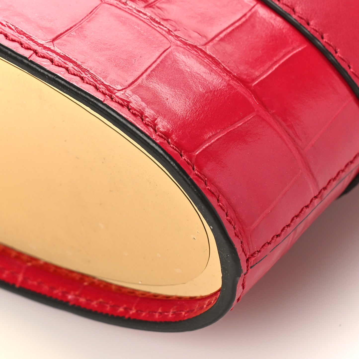 Calfskin Crocodile Embossed Small Aby Lock Dusky Red