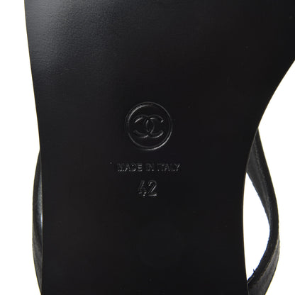 Chanel Suede Pearl Thong Sandals 42 Black 8 of 9