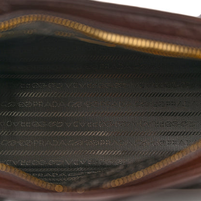 Prada Glossy Calfskin Triangle Medium Bonnie Shoulder Bag Dark Brown 9 of 21