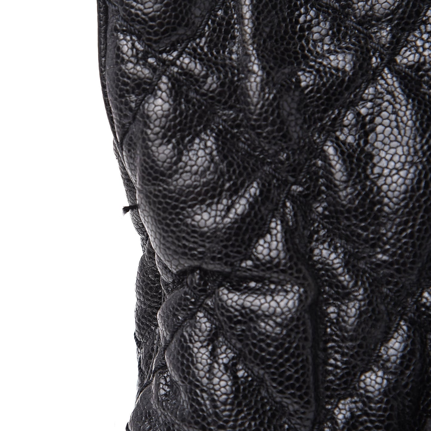 Iridescent Caviar Quilted Tote Black