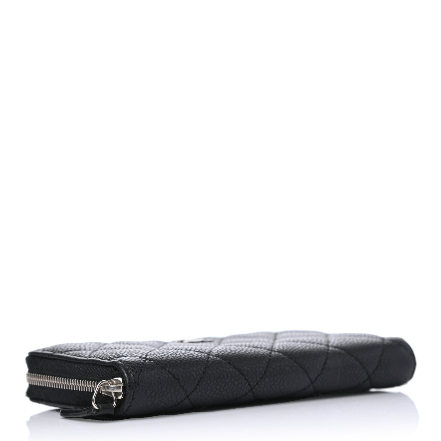 Caviar Quilted Small Zip Around Wallet Black