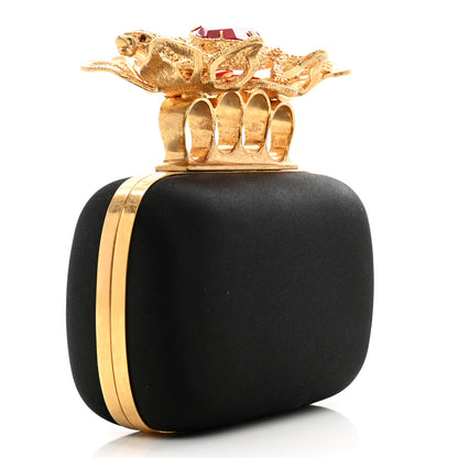Alexander McQueen Satin Salamander Knuckle Box Clutch Clutch Black 3 of 10
