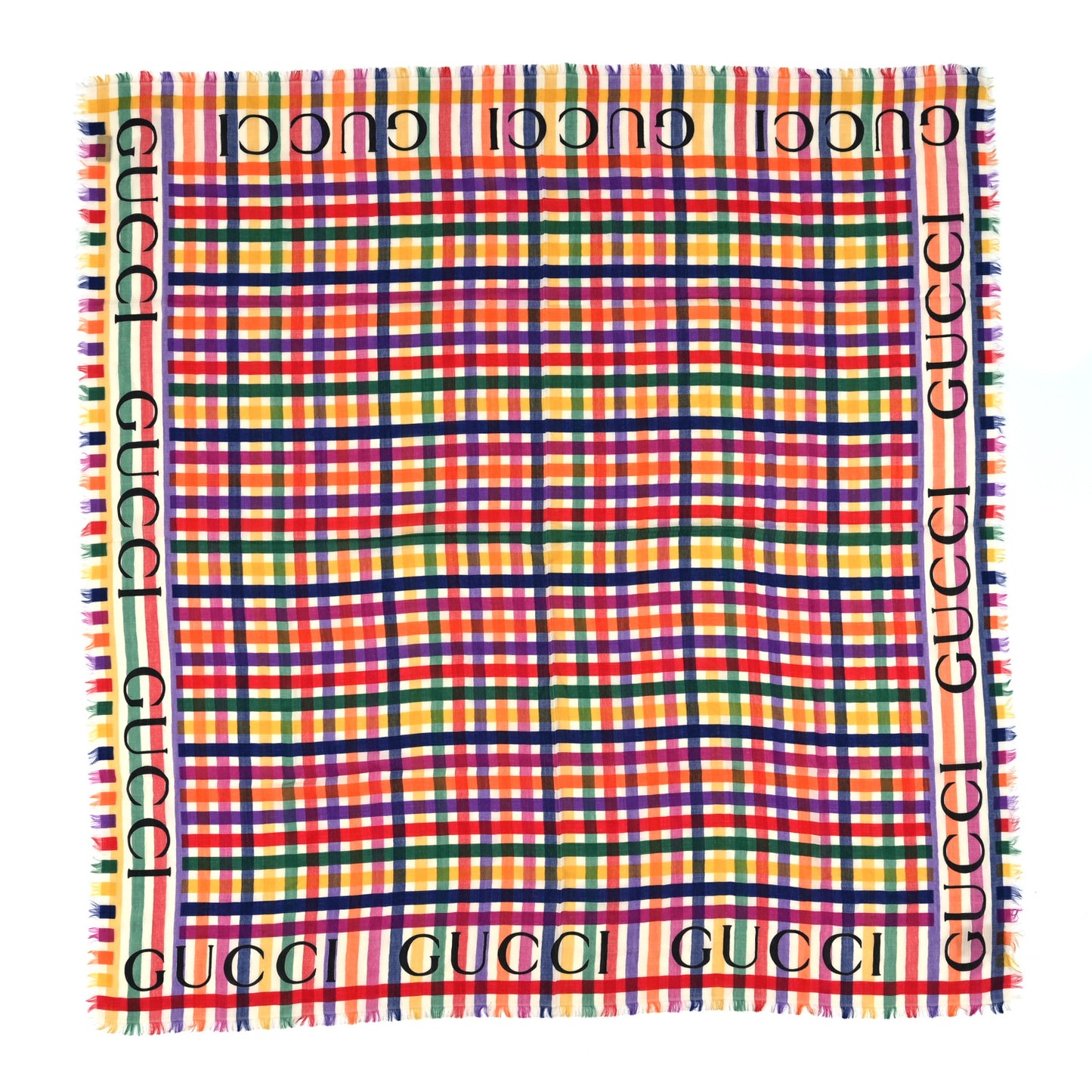 Wool Plaid Allcolors Shawl Ivory Multicolor