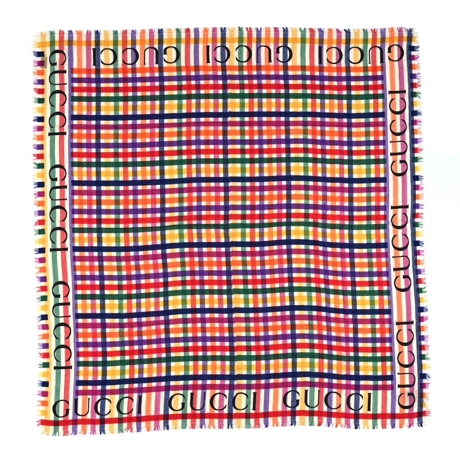 Gucci Wool Plaid Allcolors Shawl Ivory Multicolor 1 of 4