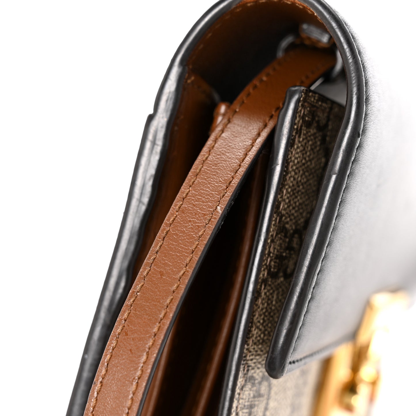 GG Supreme Monogram Calfskin Mini Padlock Shoulder Bag Beige Black Cuir