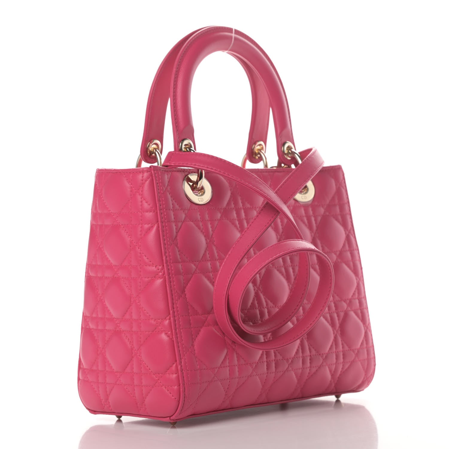 Christian Dior Lambskin Cannage Medium Lady Dior Fuchsia 2 of 5