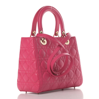 Christian Dior Lambskin Cannage Medium Lady Dior Fuchsia 2 of 5