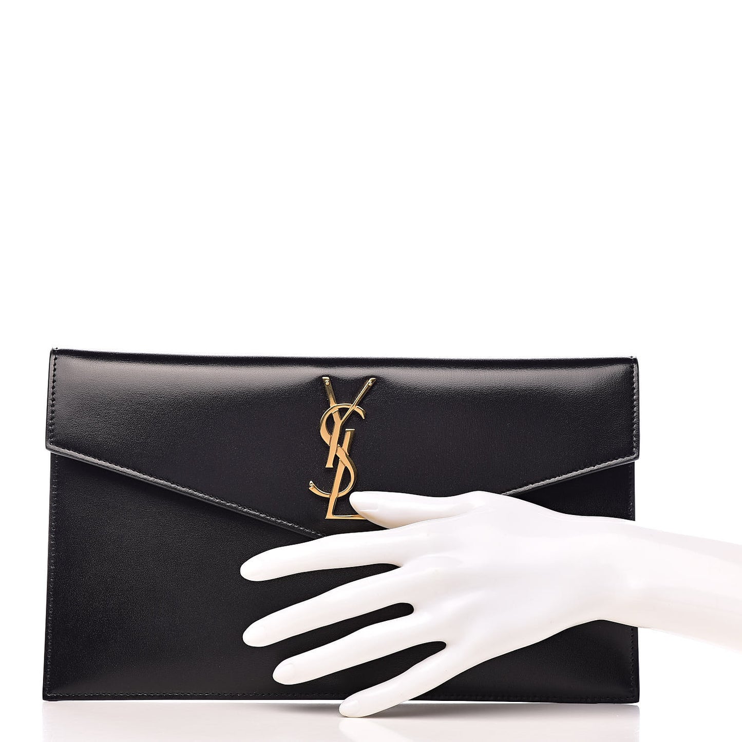 Smooth Shiny Calfskin Monogram Uptown Pouch Black