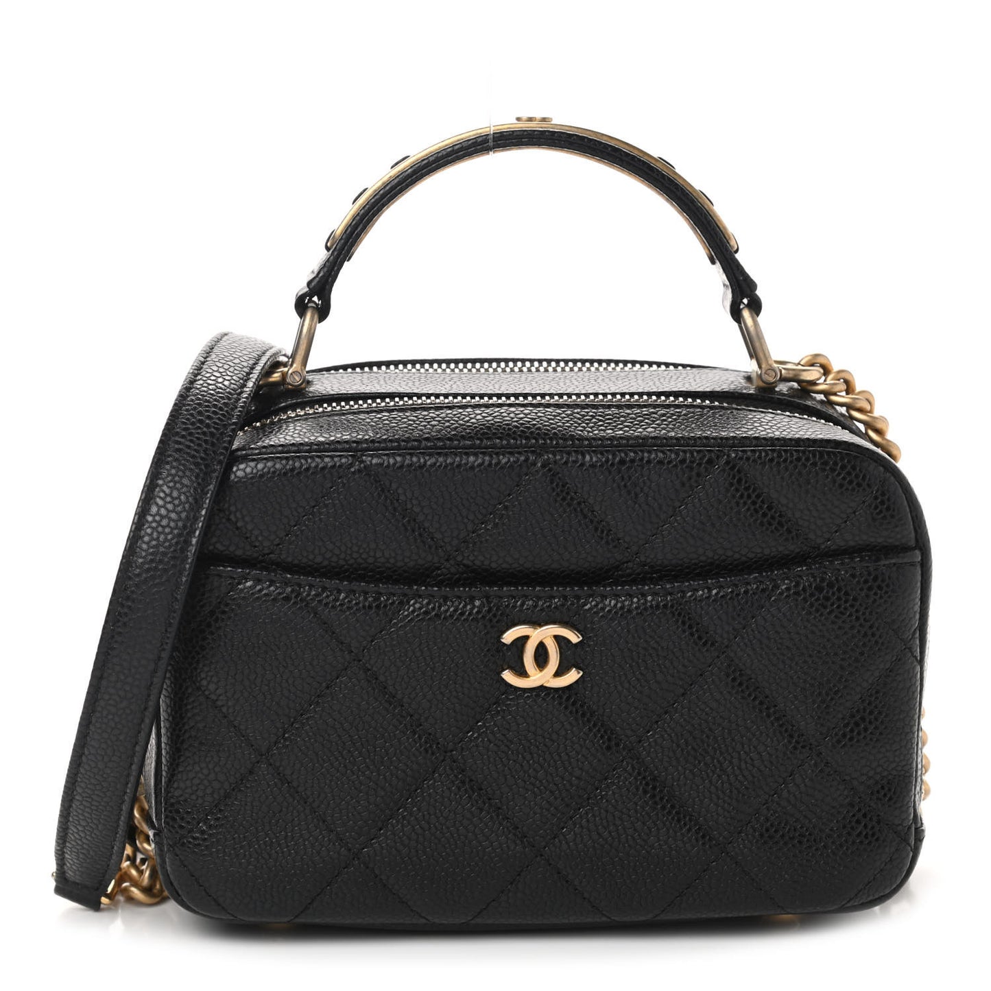 Caviar Quilted Mini Carry Around Bowling Bag Black