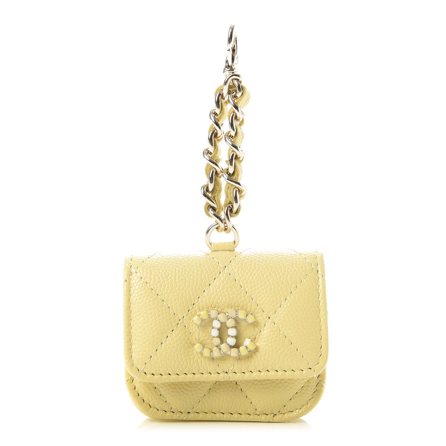 Caviar Quilted Crystal CC Airpods Pro Case Yellow