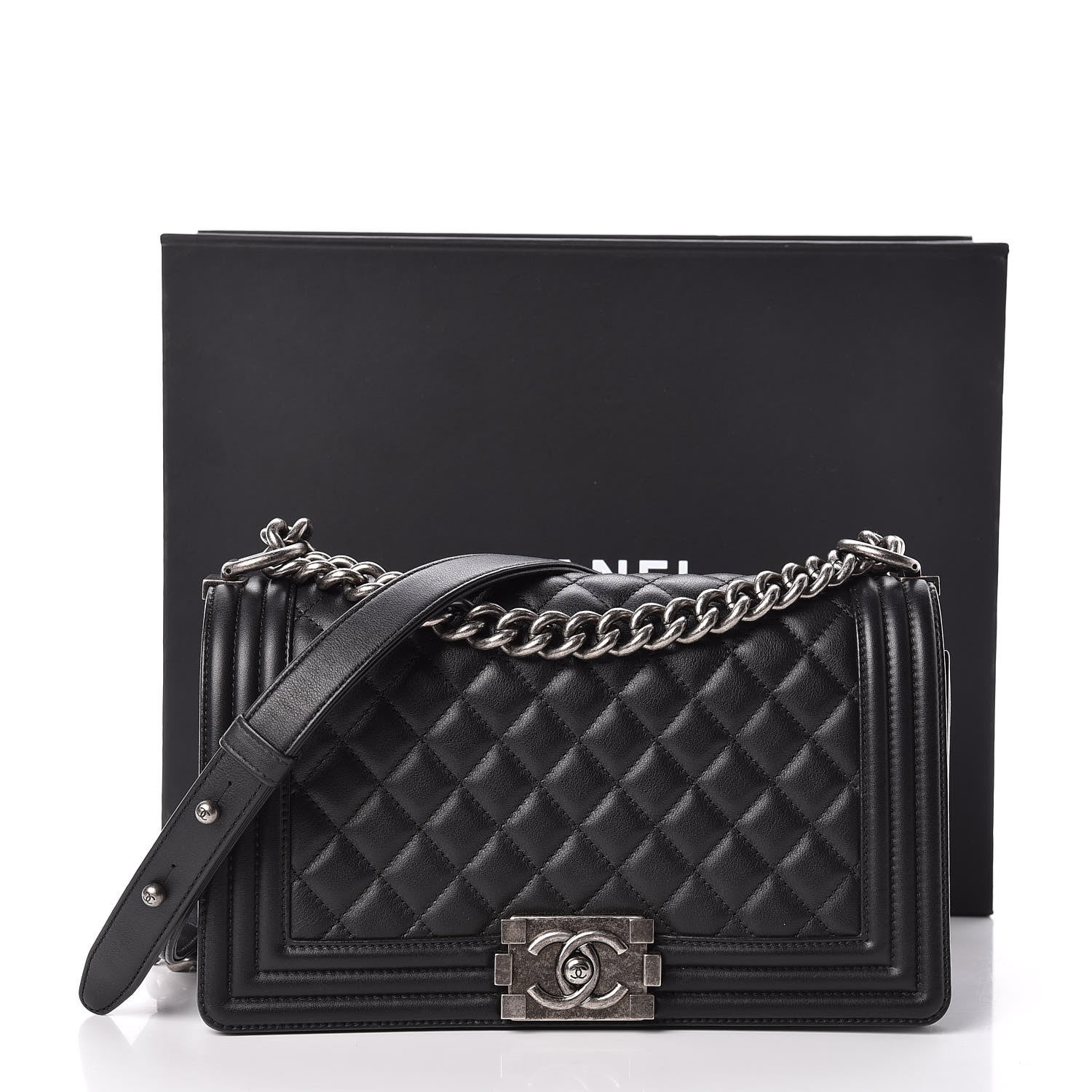Chanel Calfskin Quilted Medium Boy Flap Black 18 of 18