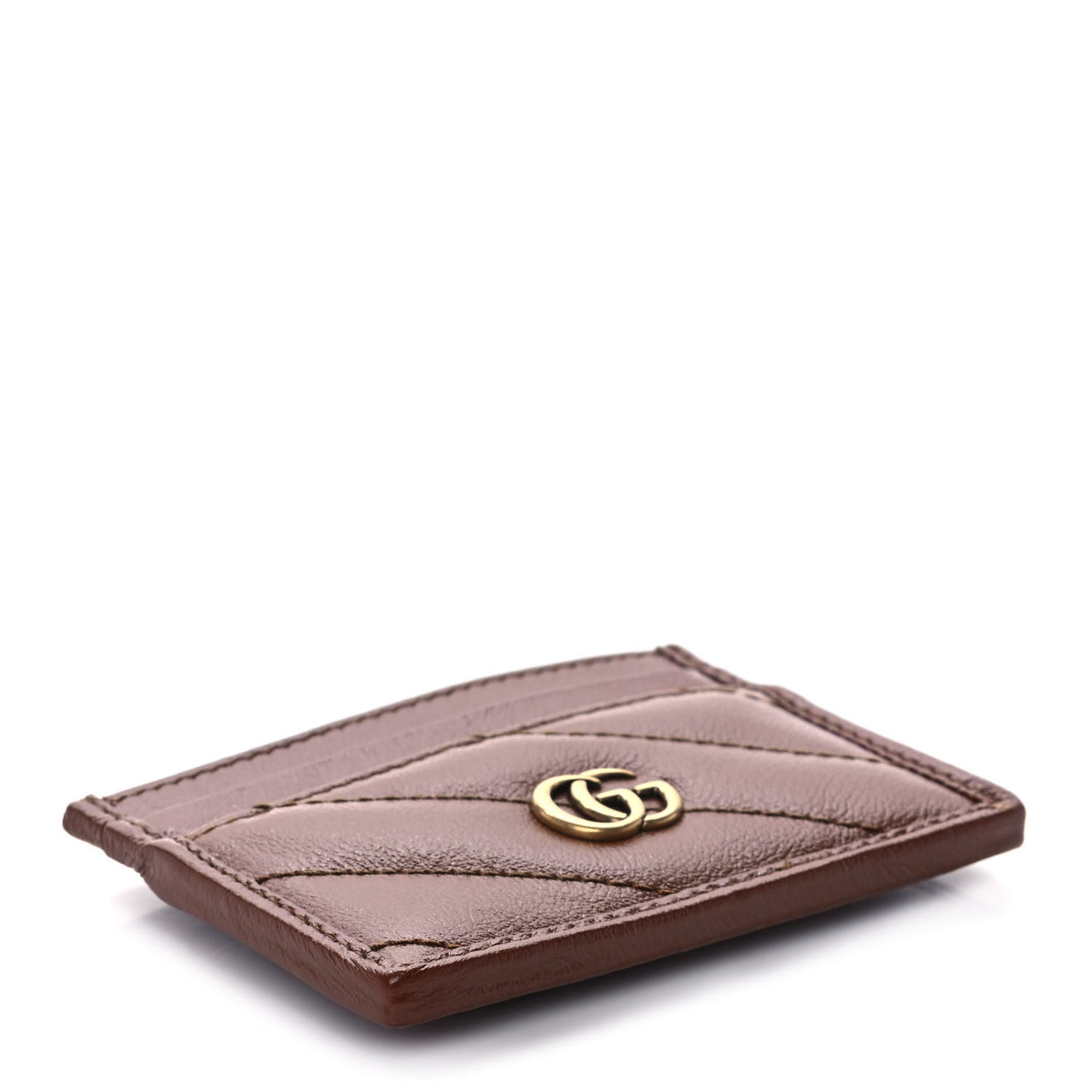 Azalea Calfskin Matelasse Diagonal GG Marmont Card Holder Cuir