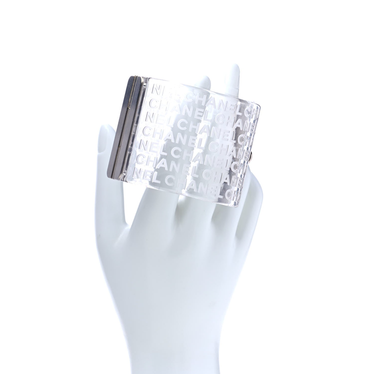 Chanel Metal Resin Logo Cuff Transparent 2 of 6