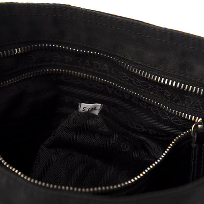 Prada Tessuto Nylon Soft Calf Shoulder Bag Black 7 of 12