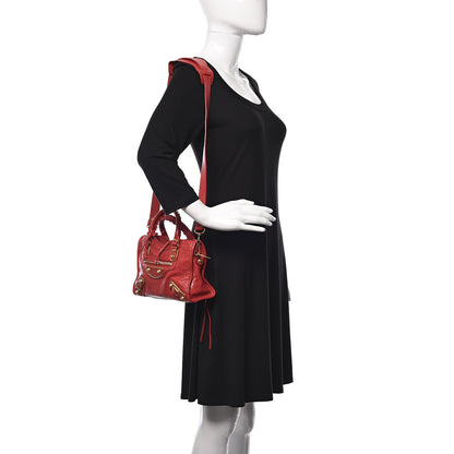 Balenciaga Agneau Gold Metallic Edge Hardware Mini City Rouge Rubis 2 of 10