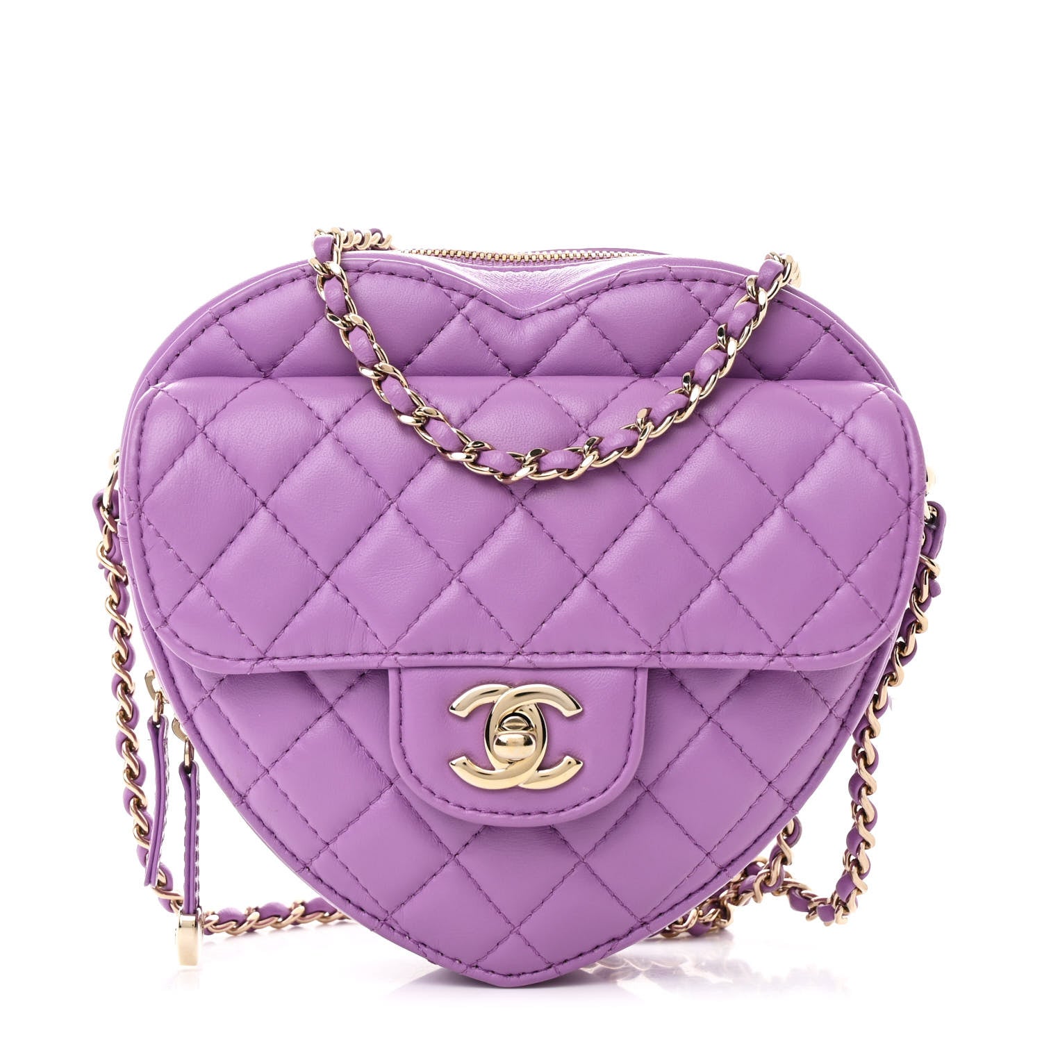 Chanel Lambskin Quilted CC In Love Heart Bag Purple 1 of 10