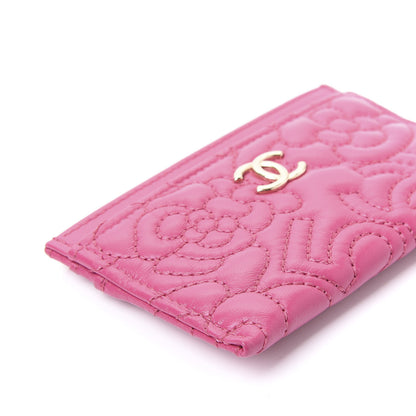 Chanel Lambskin Camellia Embossed Card Holder Fuchsia 9 of 12
