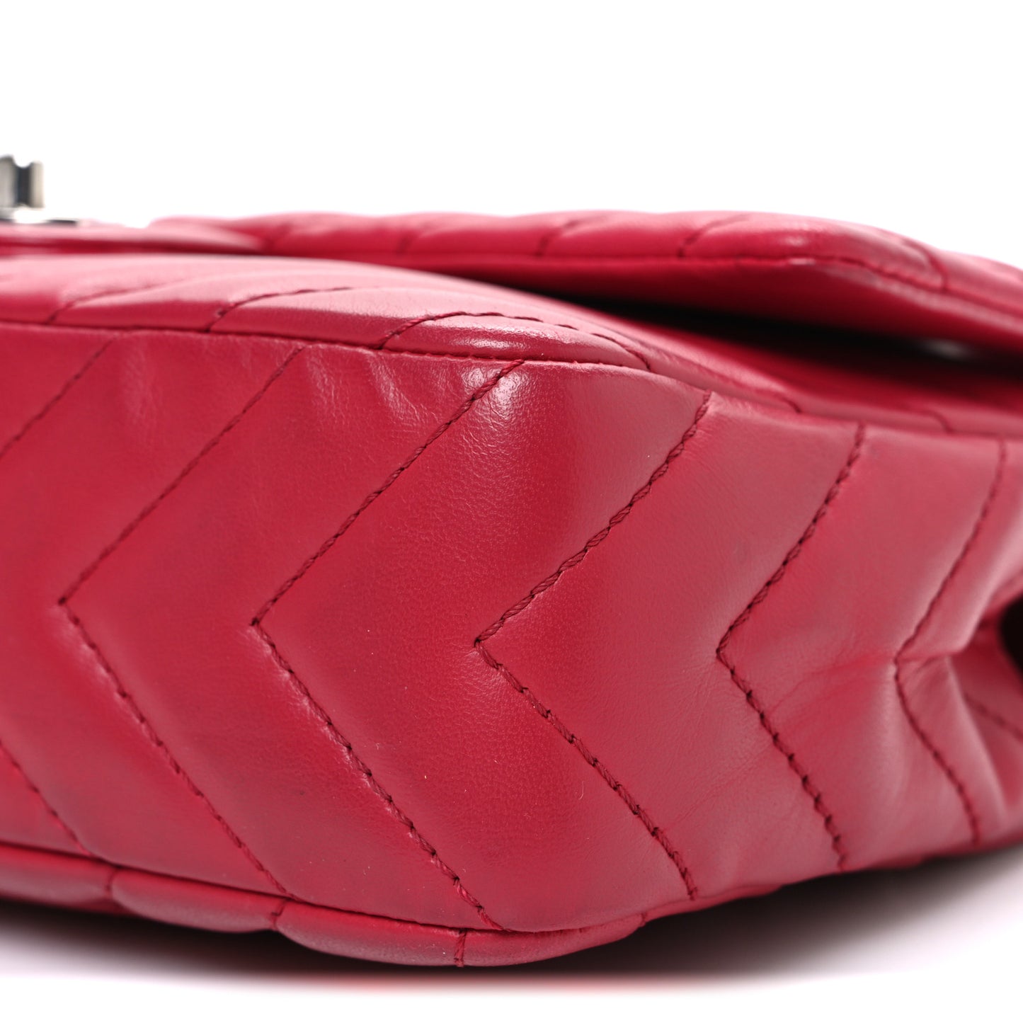 Lambskin Chevron Quilted Medium Single Flap Dark Pink