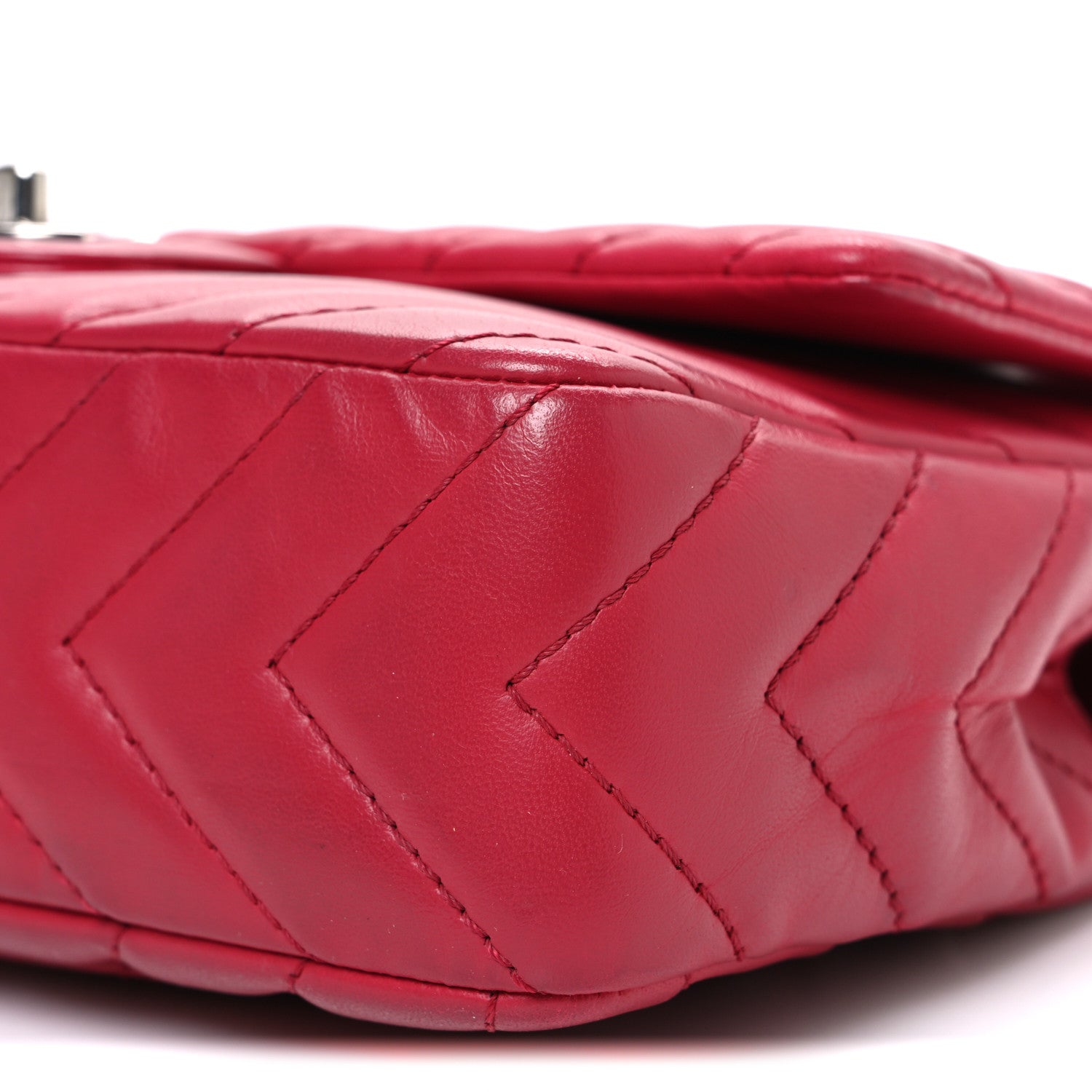 Chanel Lambskin Chevron Quilted Medium Single Flap Dark Pink 10 of 10