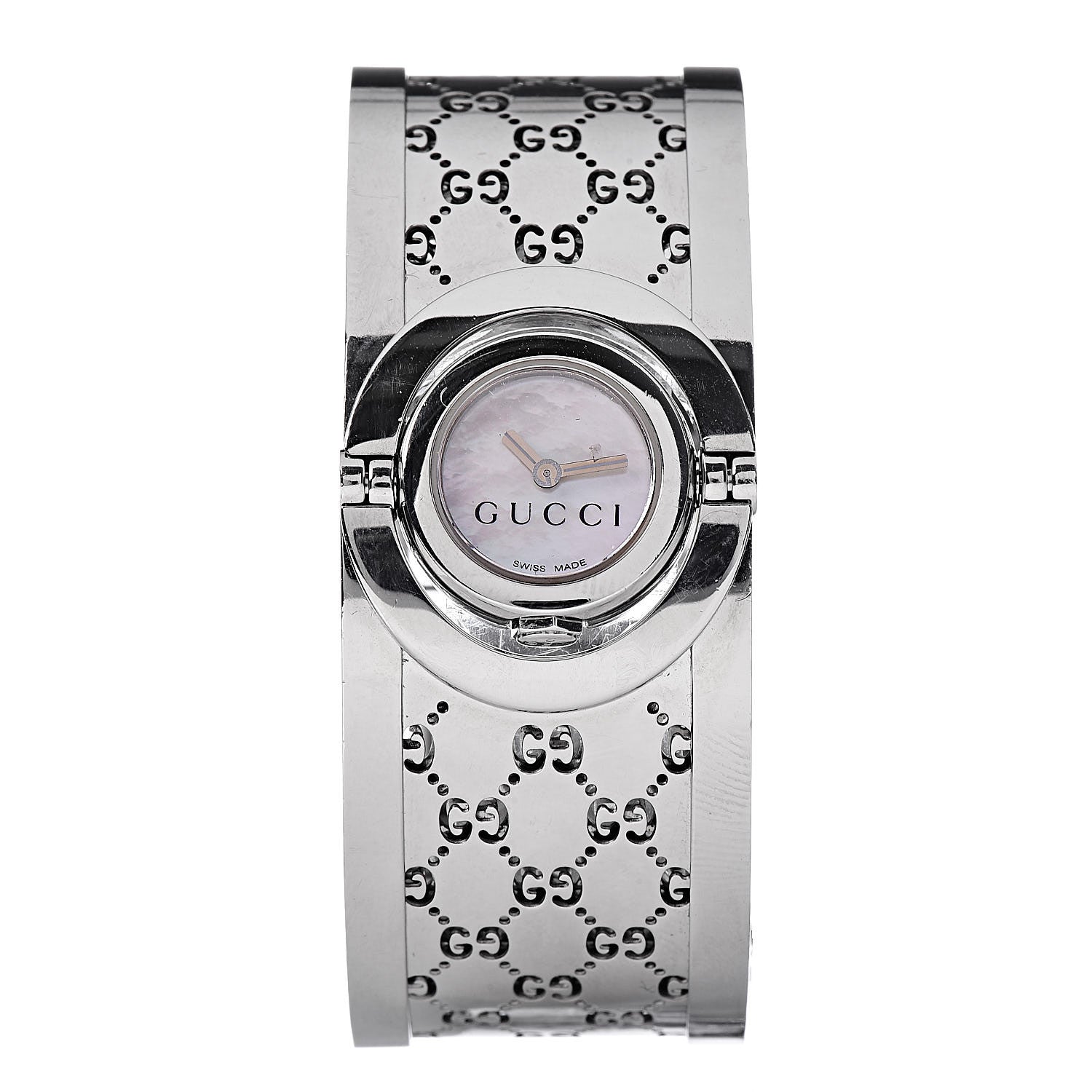 Gucci Stainless Steel Mother of Pearl 23mm Twirl Quartz Watch 1 of 5