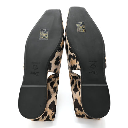Christian Dior Nylon Leopard Print Mizza Slingback Flat 38 Beige Multicolor 5 of 10
