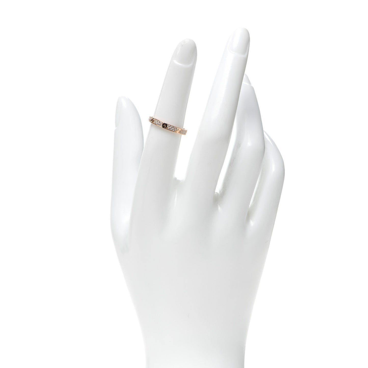 18K Pink Gold Diamond 2.6mm LOVE Paved Band Ring 51 5.75