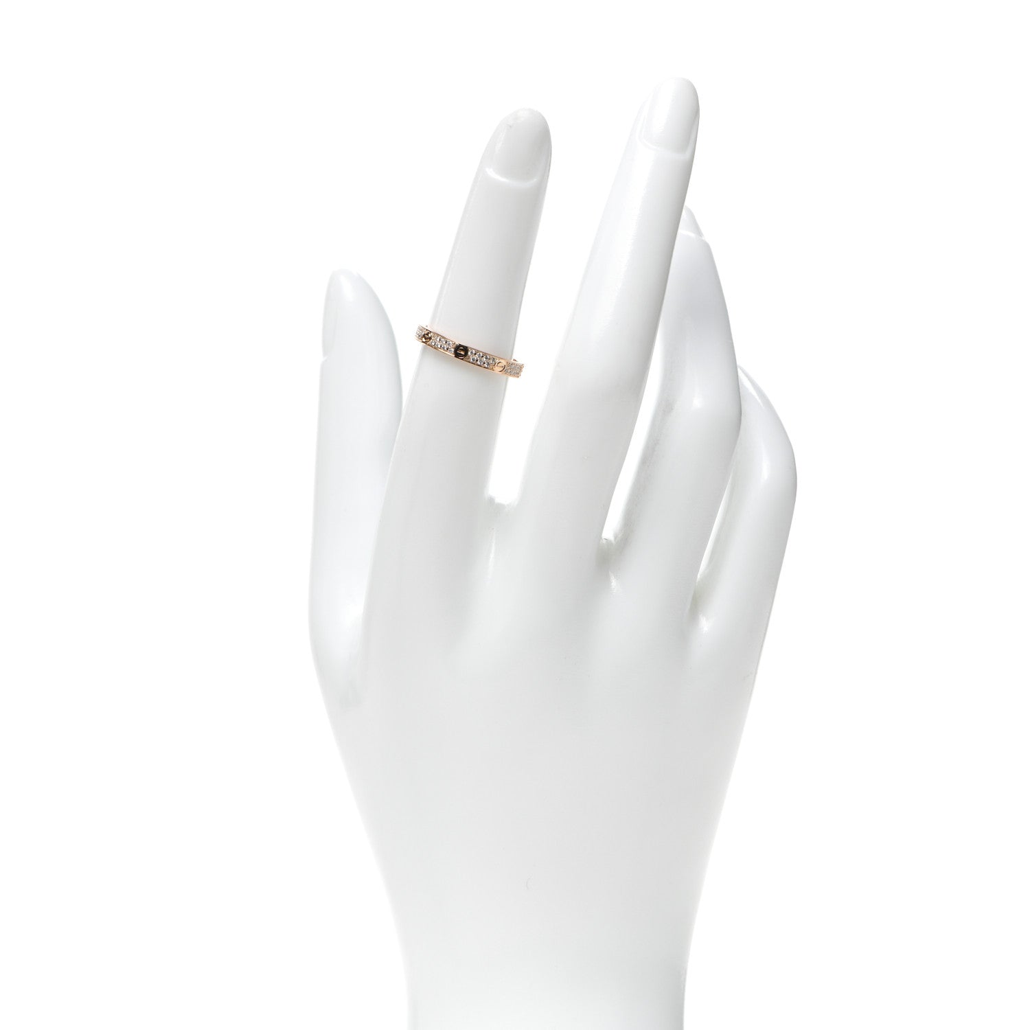 Cartier 18K Pink Gold Diamond 2.6mm LOVE Paved Band Ring 51 5.75 2 of 7