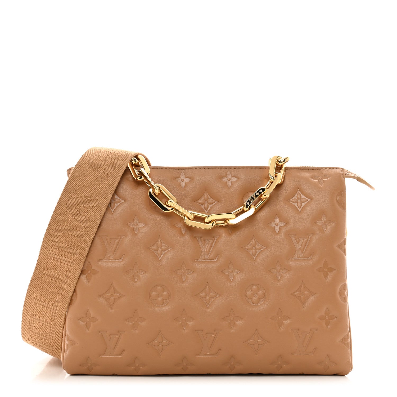 Louis Vuitton Lambskin Embossed Monogram Coussin PM Camel 1 of 10