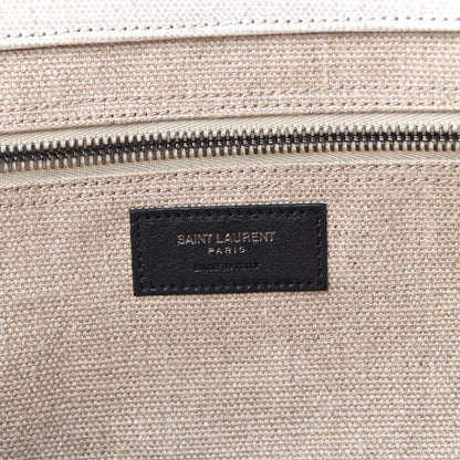 Saint Laurent Linen Calfskin Rive Gauche Tote Optic White 5 of 10