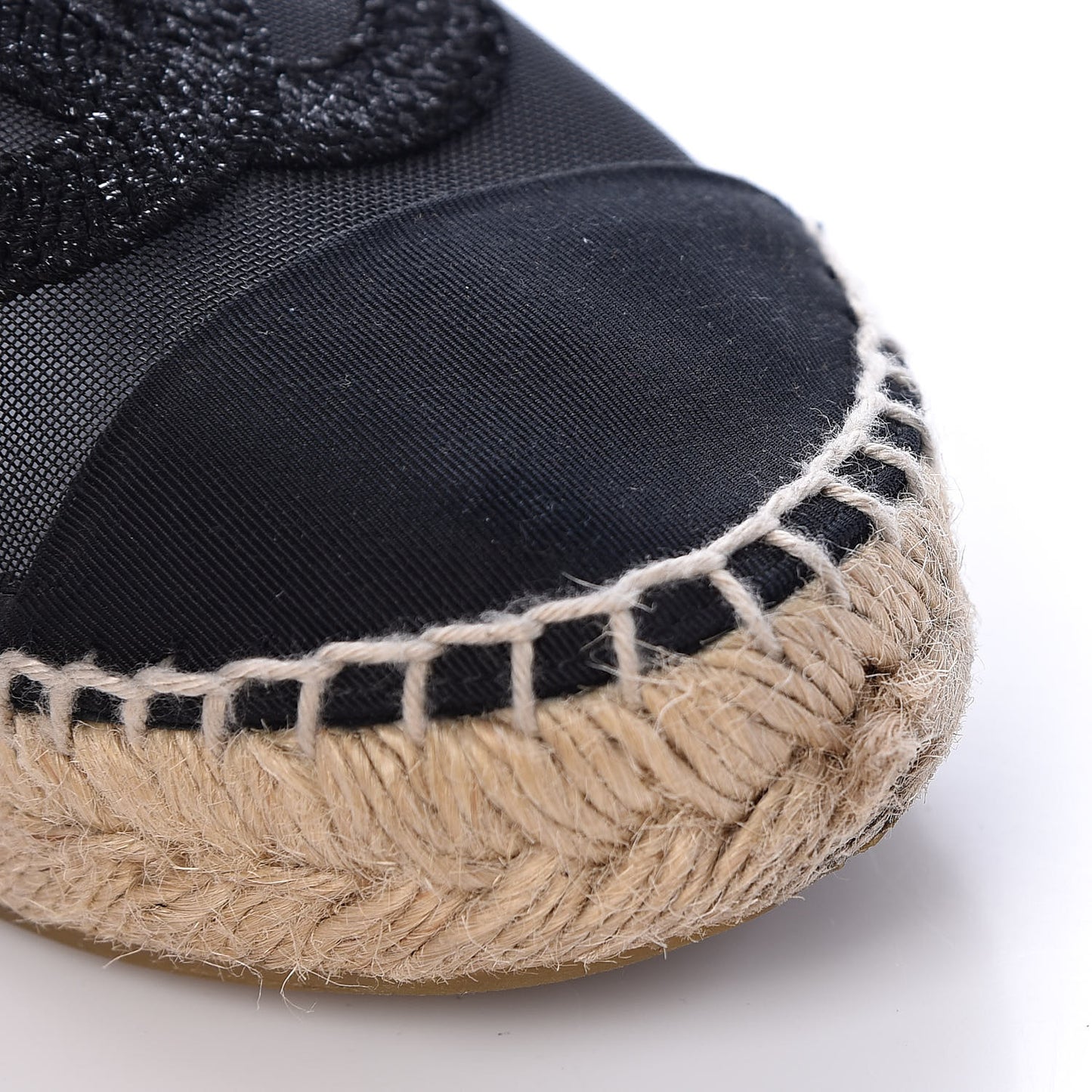 Mesh Grosgrain CC Espadrilles 35 Black