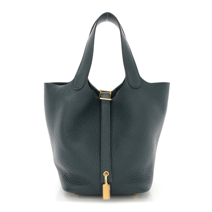 Hermes Taurillon Clemence Picotin Lock 18 PM Vert Cypress 1 of 11