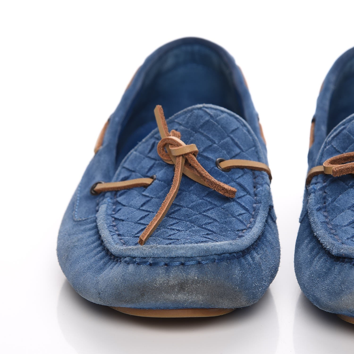 Bottega Veneta Suede Intrecciato Wave Driver Moccasin Loafers 38 Blue 14 of 15