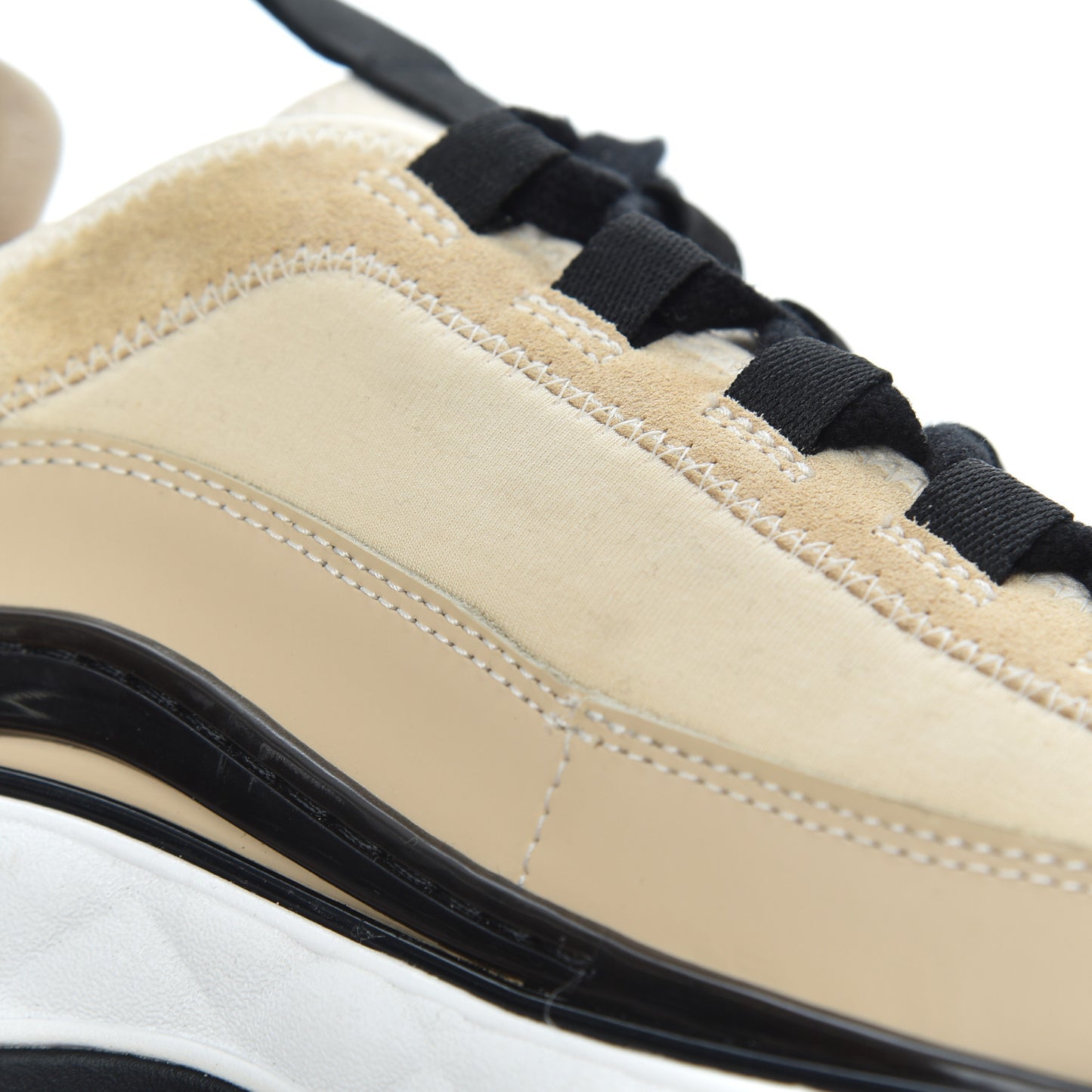 Velvet Calfskin Mixed Fibers CC Sneakers 39.5 Beige