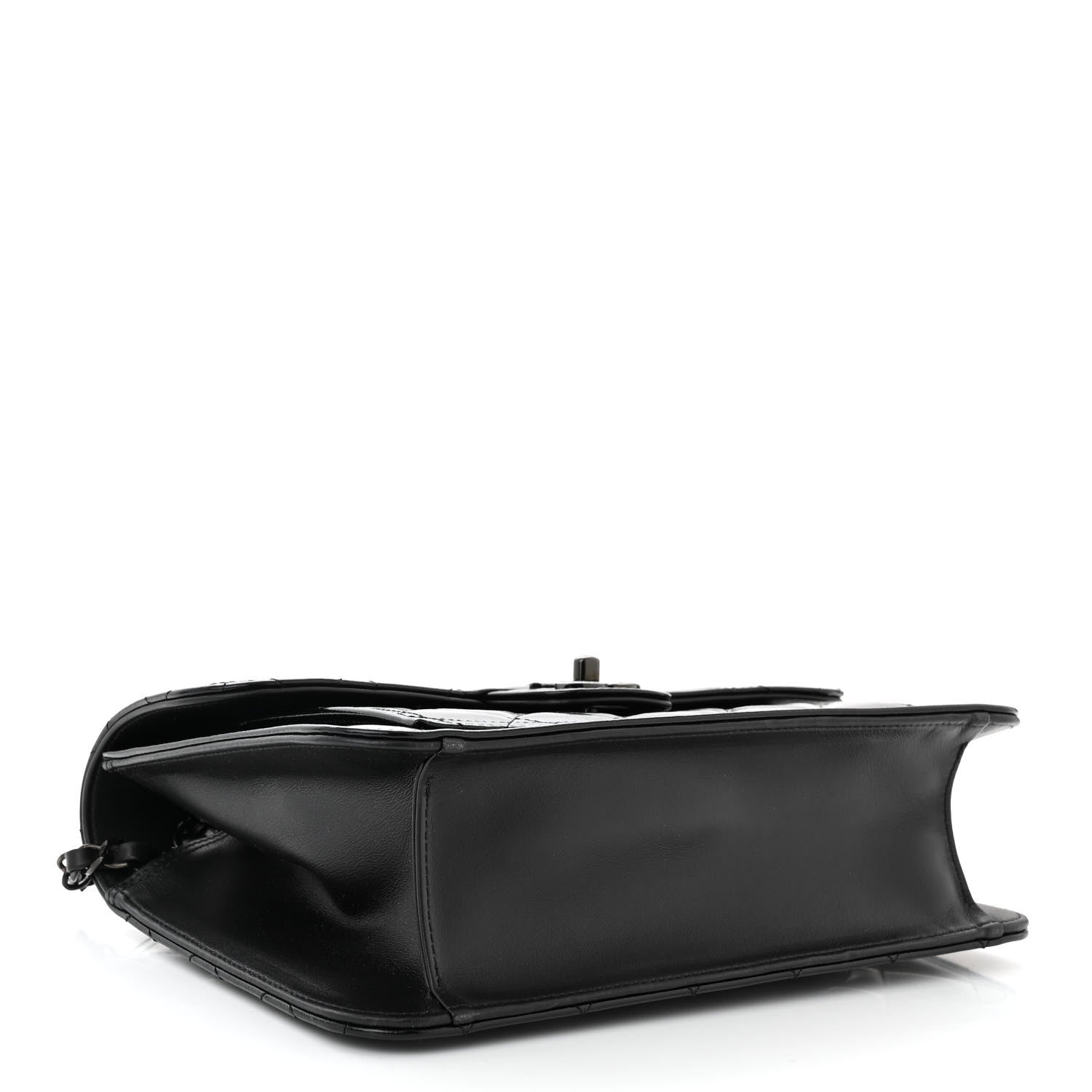 Chanel Shiny Crumpled Calfskin Quilted Large Double You Flap So Black 4 of 10