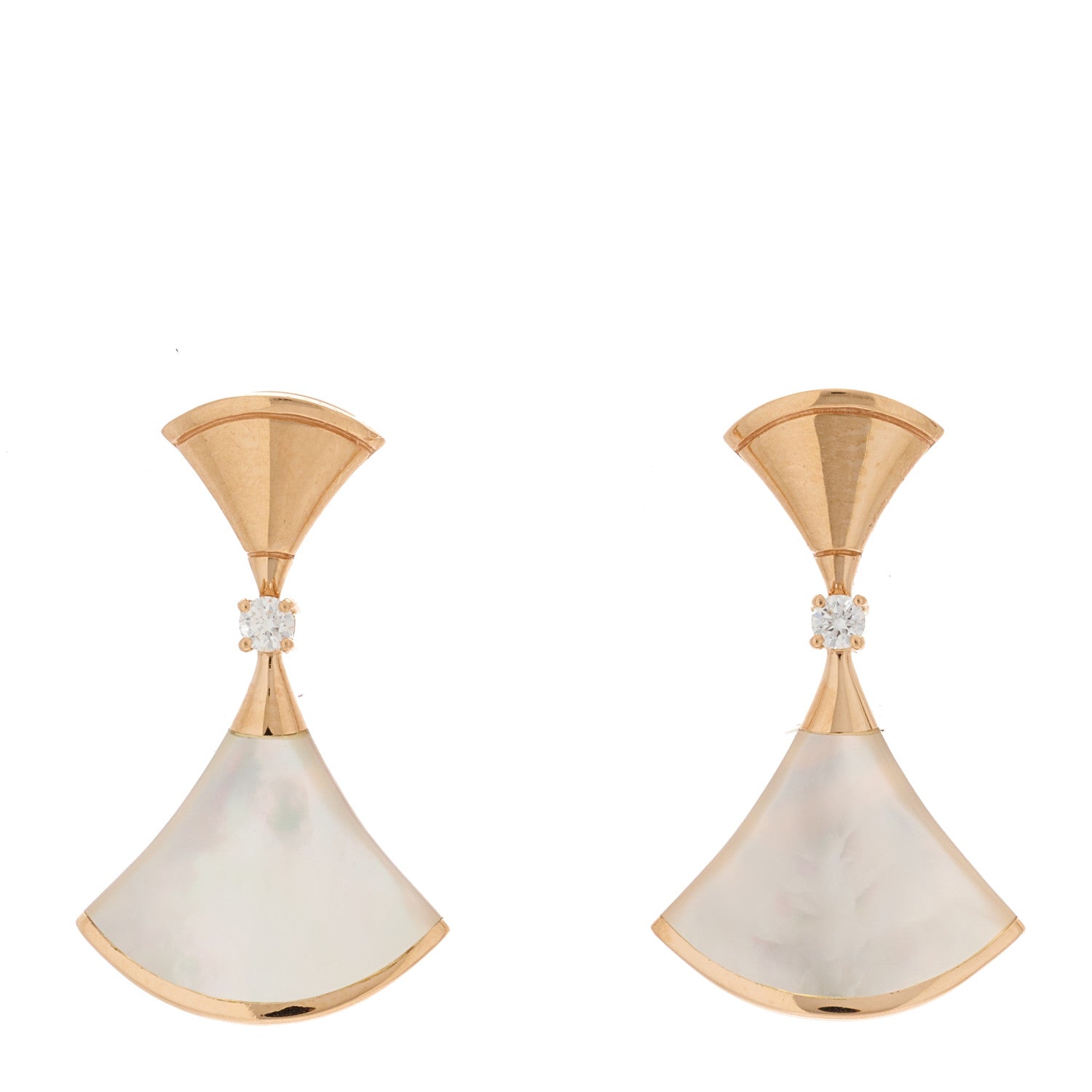 Bulgari 18K Rose Gold Diamond Mother of Pearl Divas' Dream Earrings 1 of 5