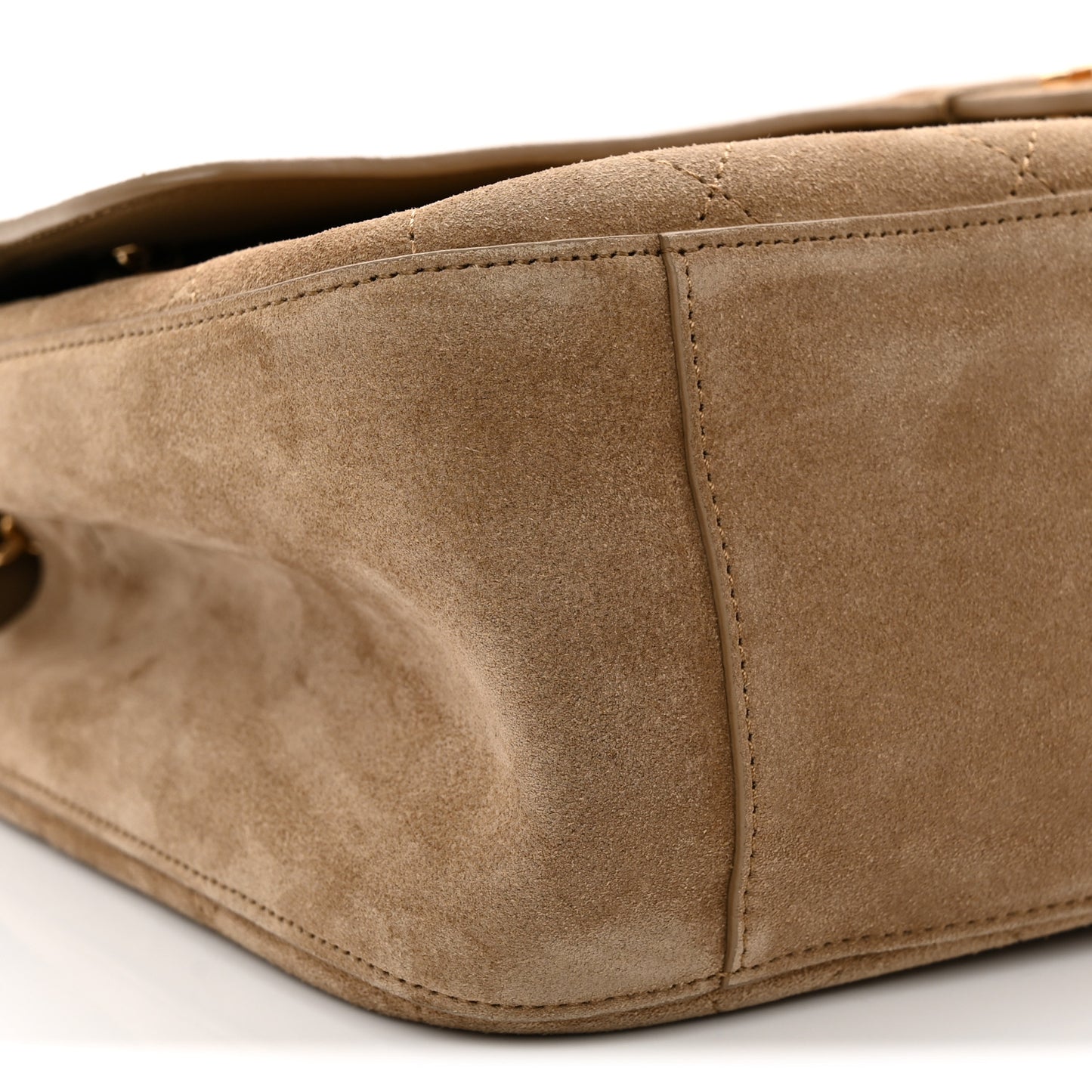 Suede Calfskin Small Souplissimo Maxi Flap Dark Beige