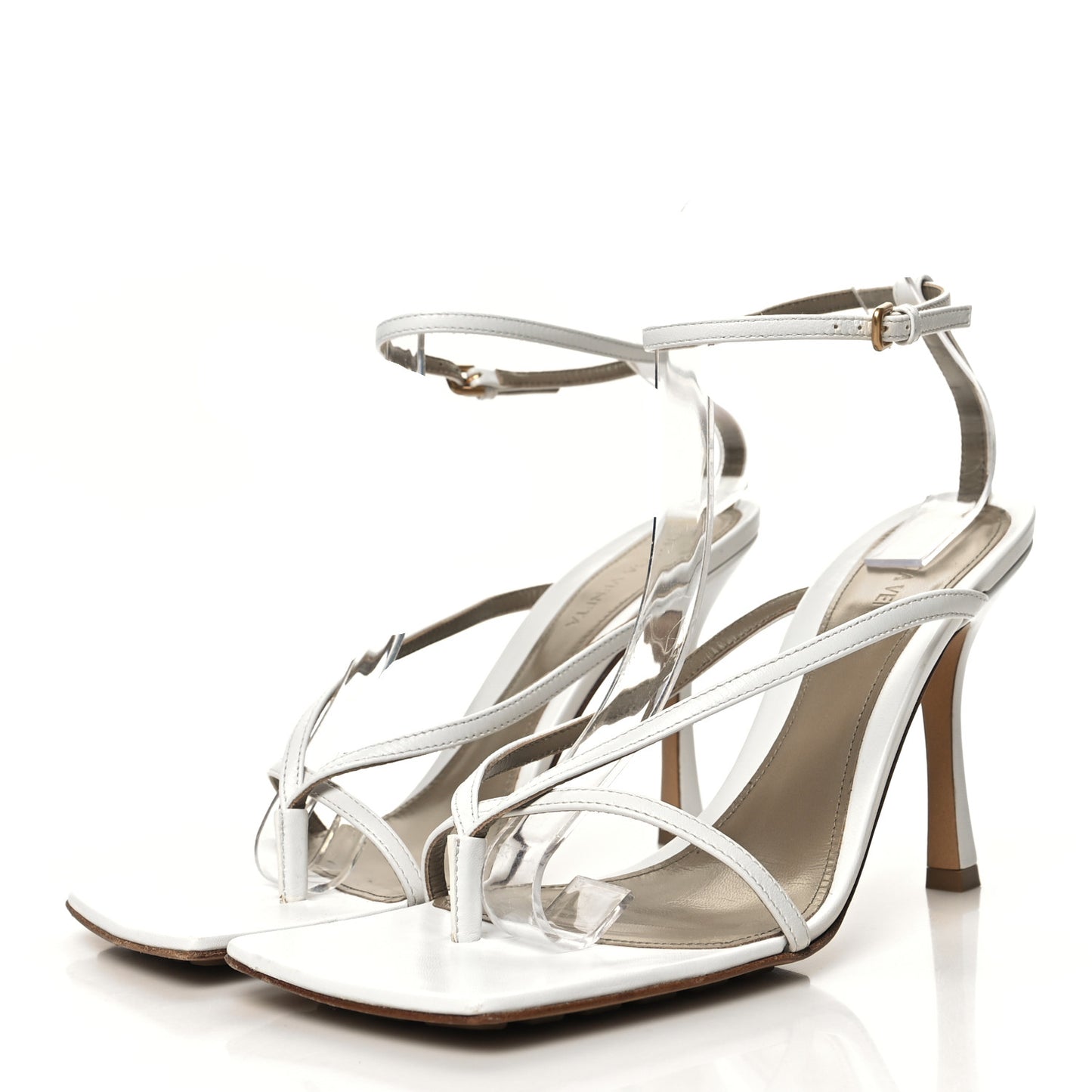 Lambskin Stretch Multi Strap 90mm Sandals 40 Optic White