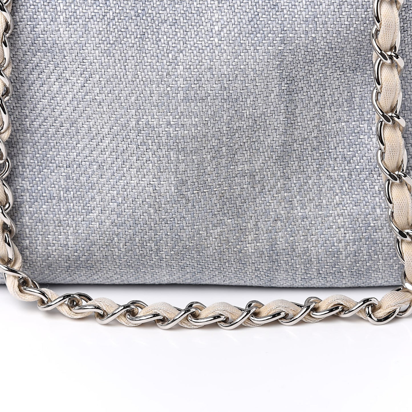 Woven Straw Large Deauville Tote Blue