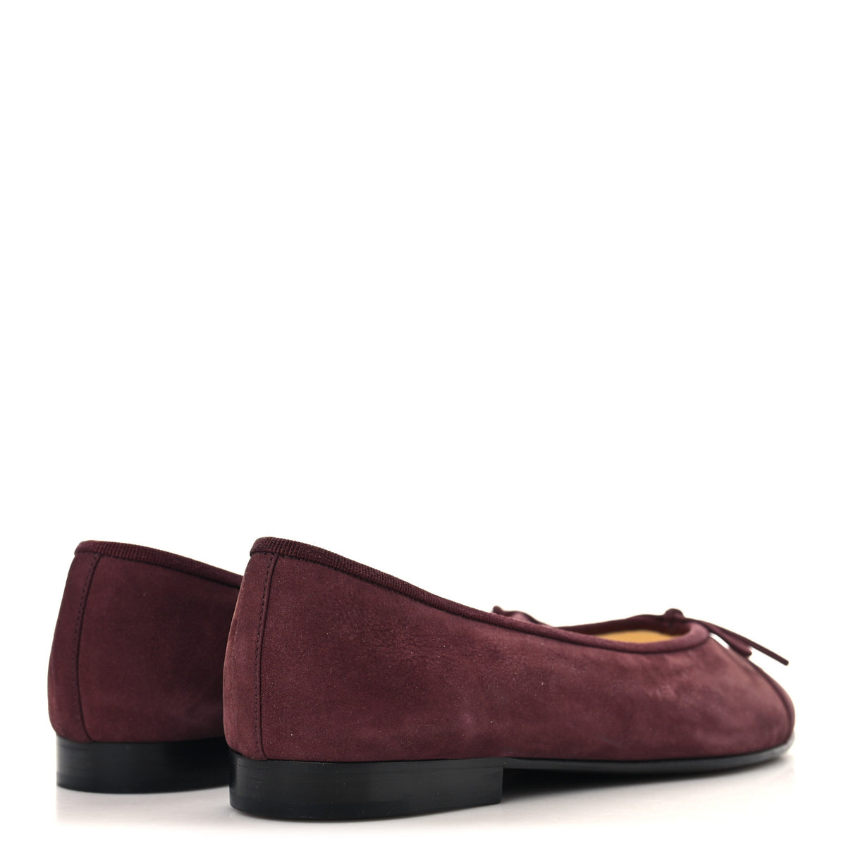Suede Calfskin Cap Toe CC Ballerina Flats 37 Burgundy