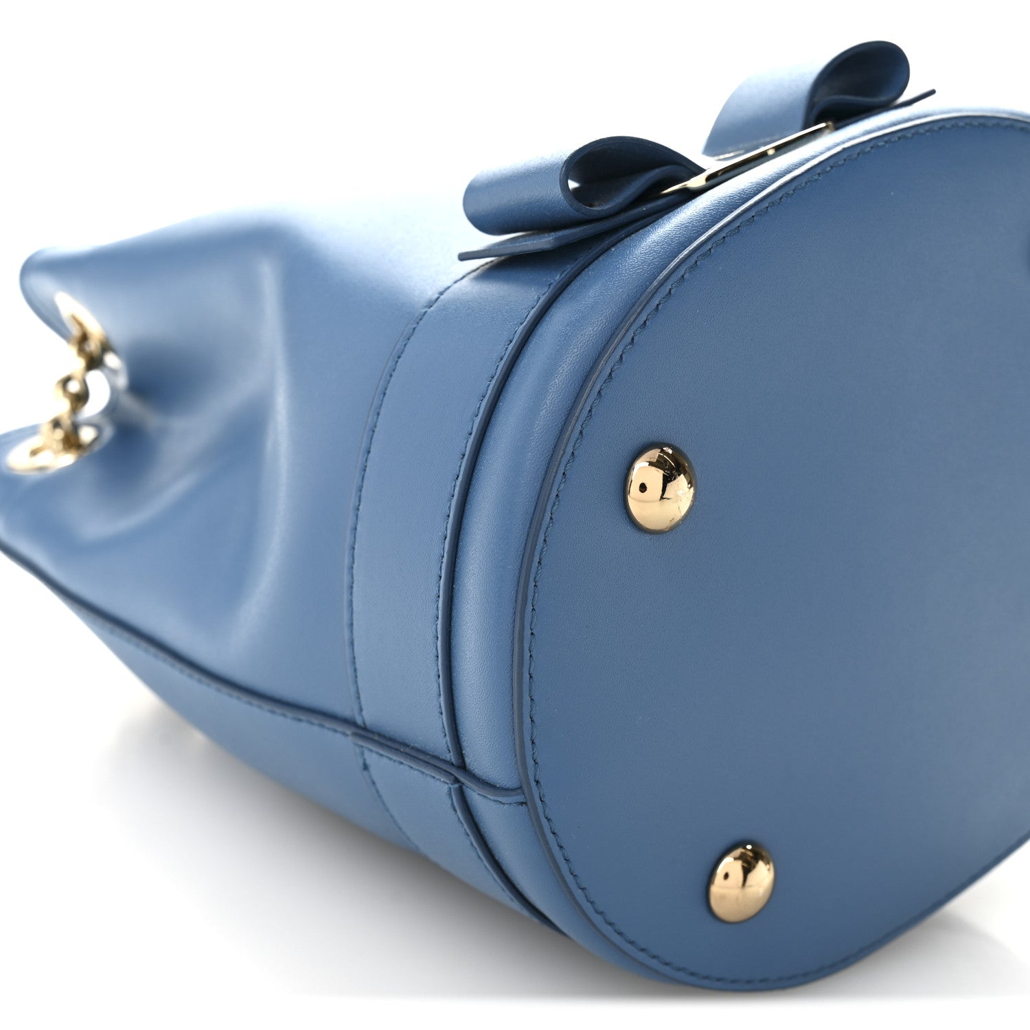 Salvatore Ferragamo Calfskin Vara Bow Bucket Bag Blue 15 of 19