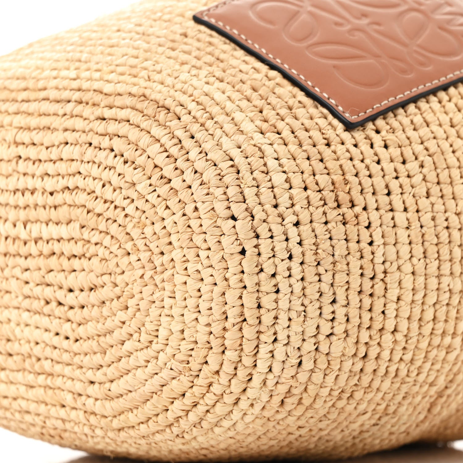 Loewe Calfskin Raffia Anagram Paulas Ibiza Pochette Bag Natural Tan 10 of 11