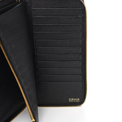 Versace Calfskin Grommet Zip Around Organizer Wallet Black 5 of 6