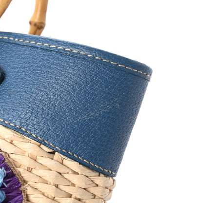 Miu Miu Calfskin Wicker Romantic Basket Bag Naturale Blue 10 of 10